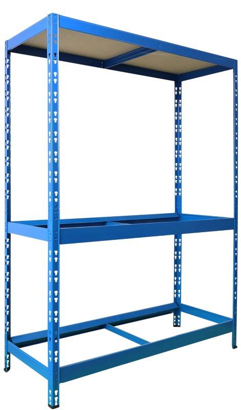 Office Marshal Reifenregal Blau 2 Fächer, 1 Boden 1800 x 1300 x 500 mm