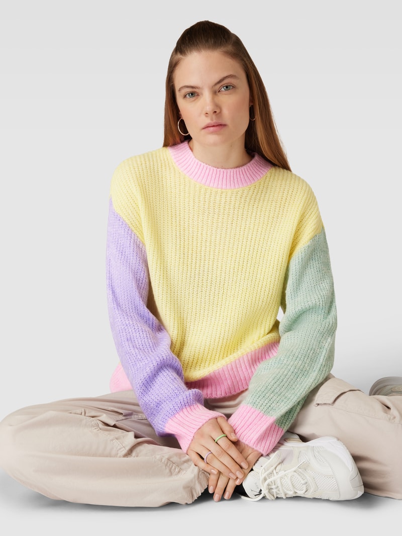 Strickpullover im Colour-Blocking-Design Modell 'MANNA' in hellgelb