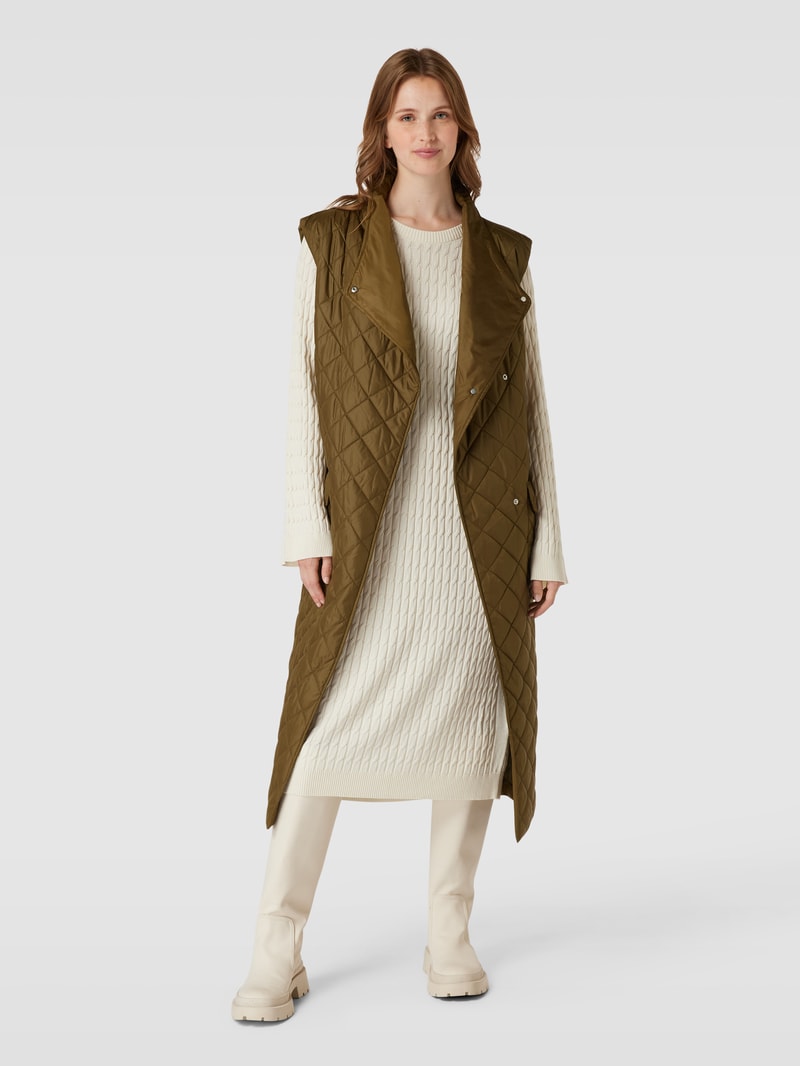 Steppweste mit Bindegürtel in khaki