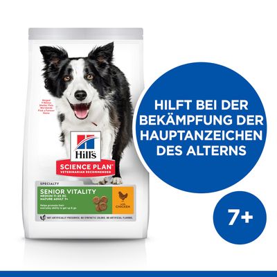 Hill's Science Plan Mature Adult Senior Vitality 7+ Medium mit Huhn