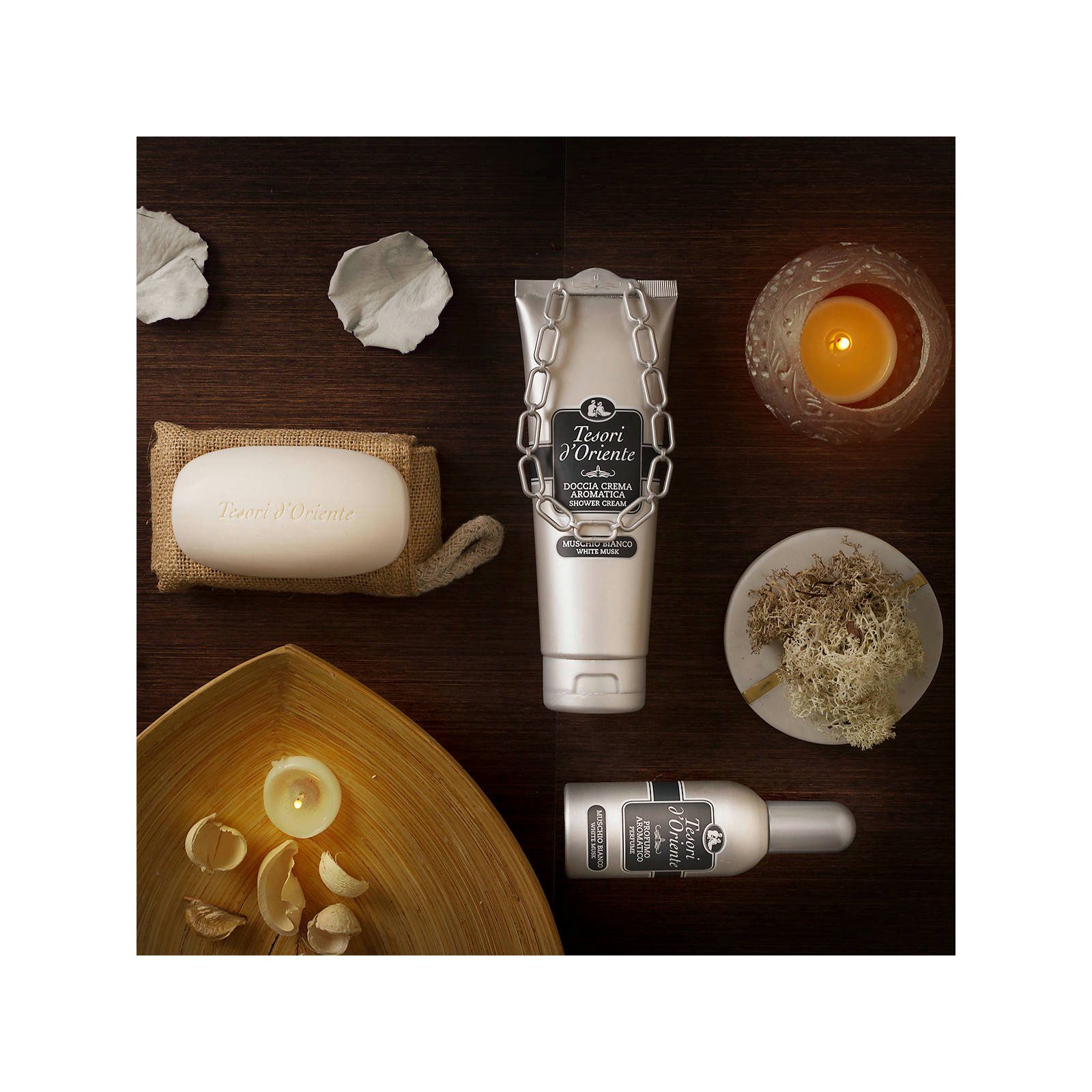 Tesori d´Oriente Seifen-Set Pflegeset Weißer Moschus 2x Handcreme & Duschgel Weißer Moschus