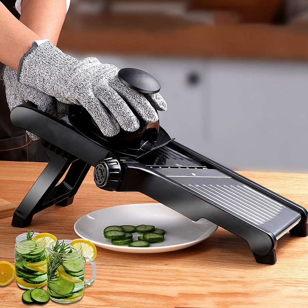 Bedee Gemüsehobel Verstellbarer Küchenreibe Julienne-Schneider, Kunststoff + Edelstahl, (Set, 1-St., Für Gemüse - Gemüse Schneider), Food Slicer