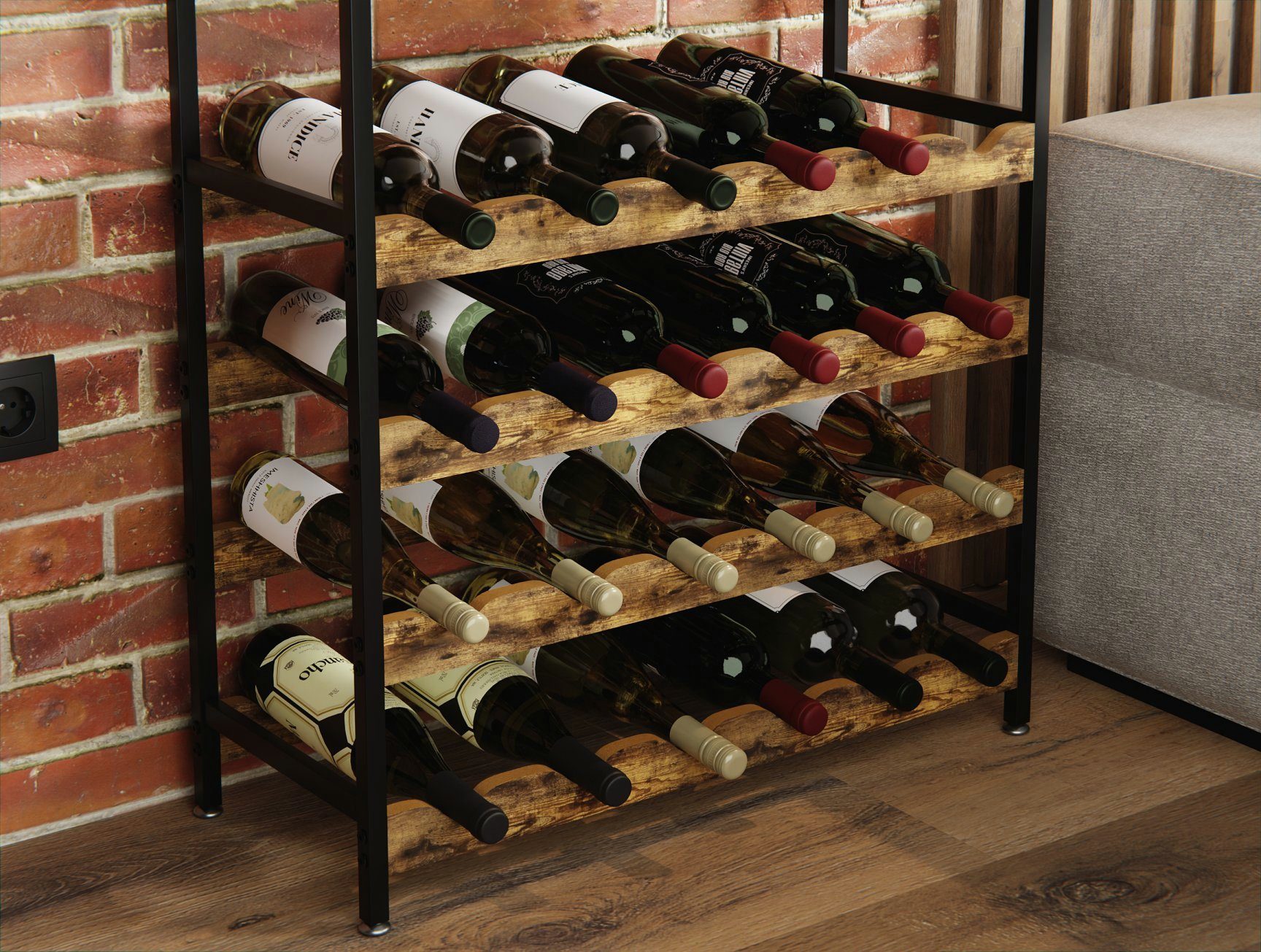 Lenmar Weinregal Weinregal aus Metall,Flaschenregal,Regale,Flaschenhalter LOFT 2-24