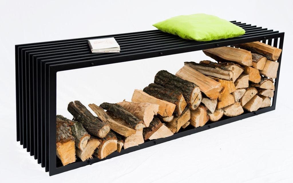 DanDiBo Kaminholzregal DanDiBo Kaminholzständer Bank D-Stil 150 cm Kaminholzregal 10104 Holzkorb Kaminholzhalter, BxTxH:150x40x50 cm