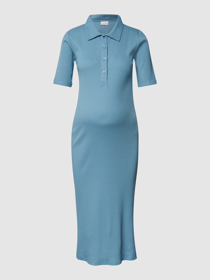 Umstands-Kleid mit Rippenstruktur in rauchblau