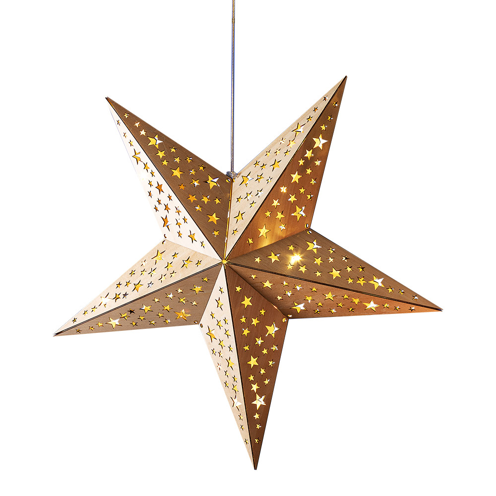 I-Glow LED-Holzstern - Ca. 60 cm