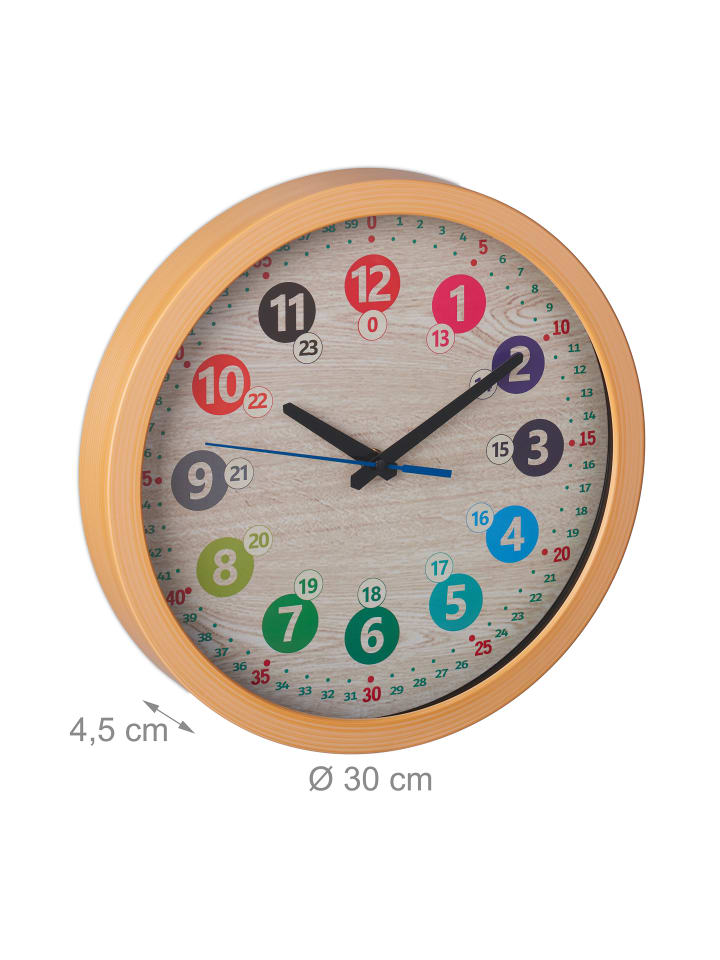 relaxdays Kinder-Wanduhr in Bunt - Ø 30 cm günstig kaufen onesize