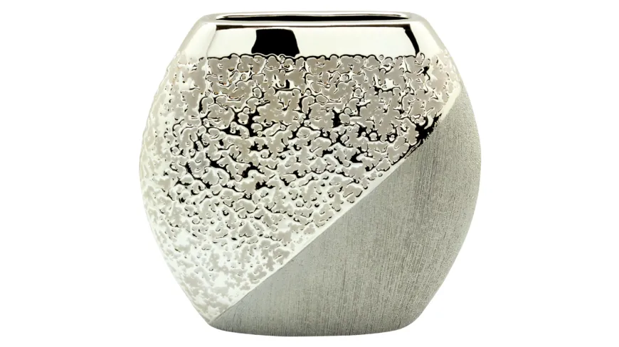 GILDE Keramik-Vase Grace H=25cm Silber