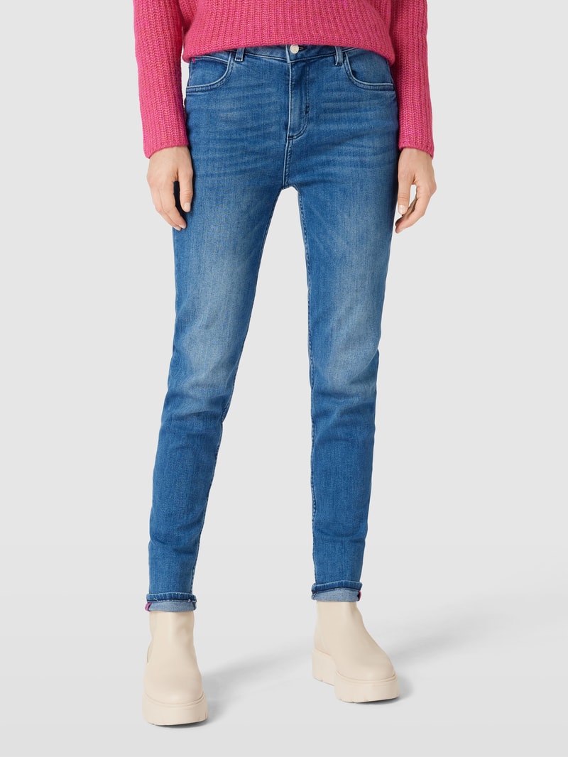 Mid Waist Jeans mit Knopf- und Reißverschluss in blau