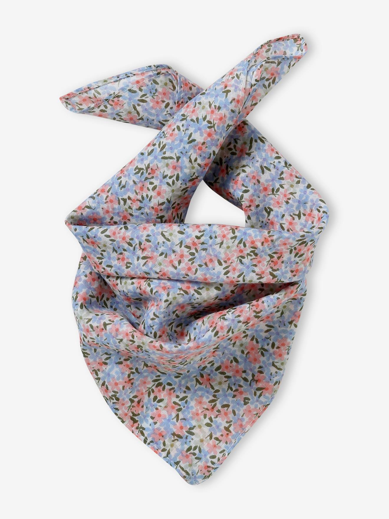 Foulard imprimé fleuri personnalisable bébé fille rose