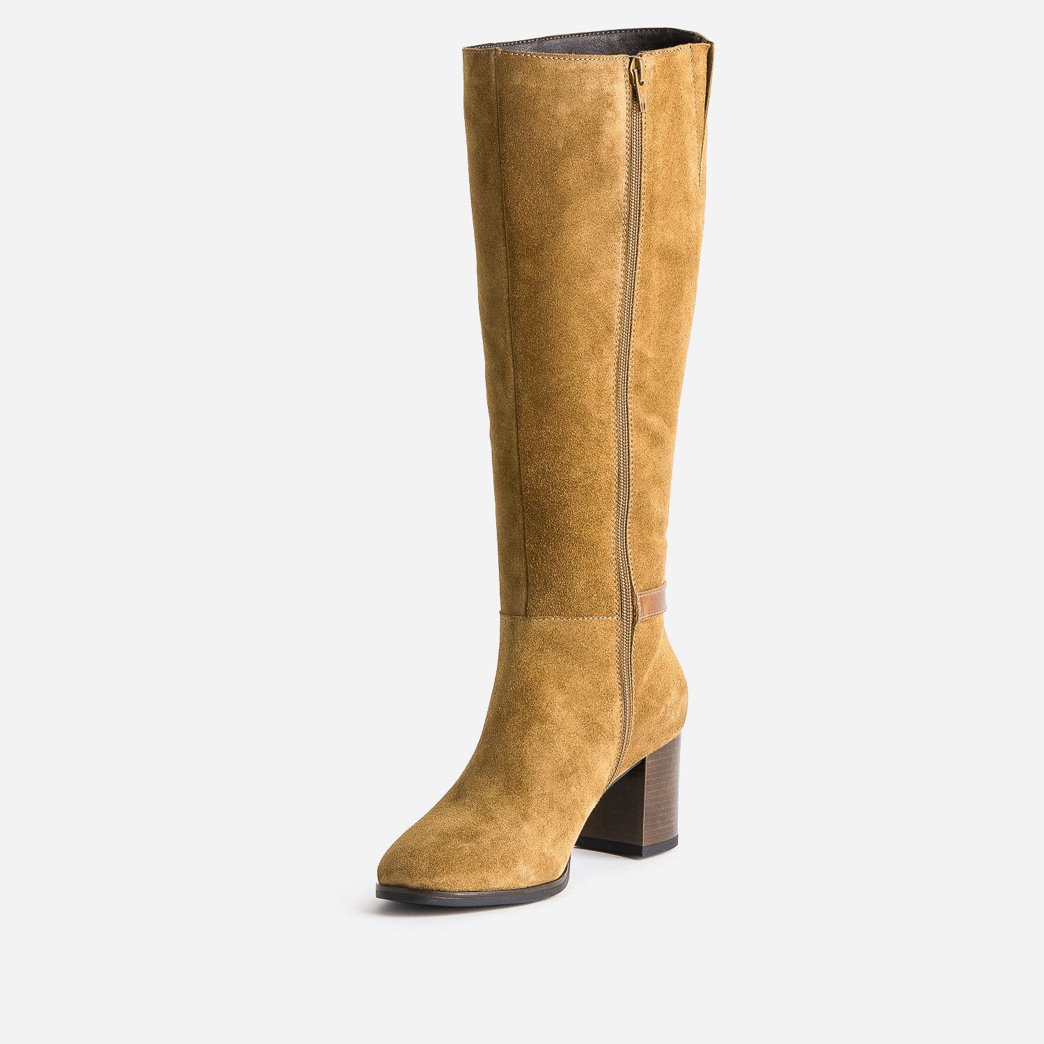 Botte marron clair en cuir velours