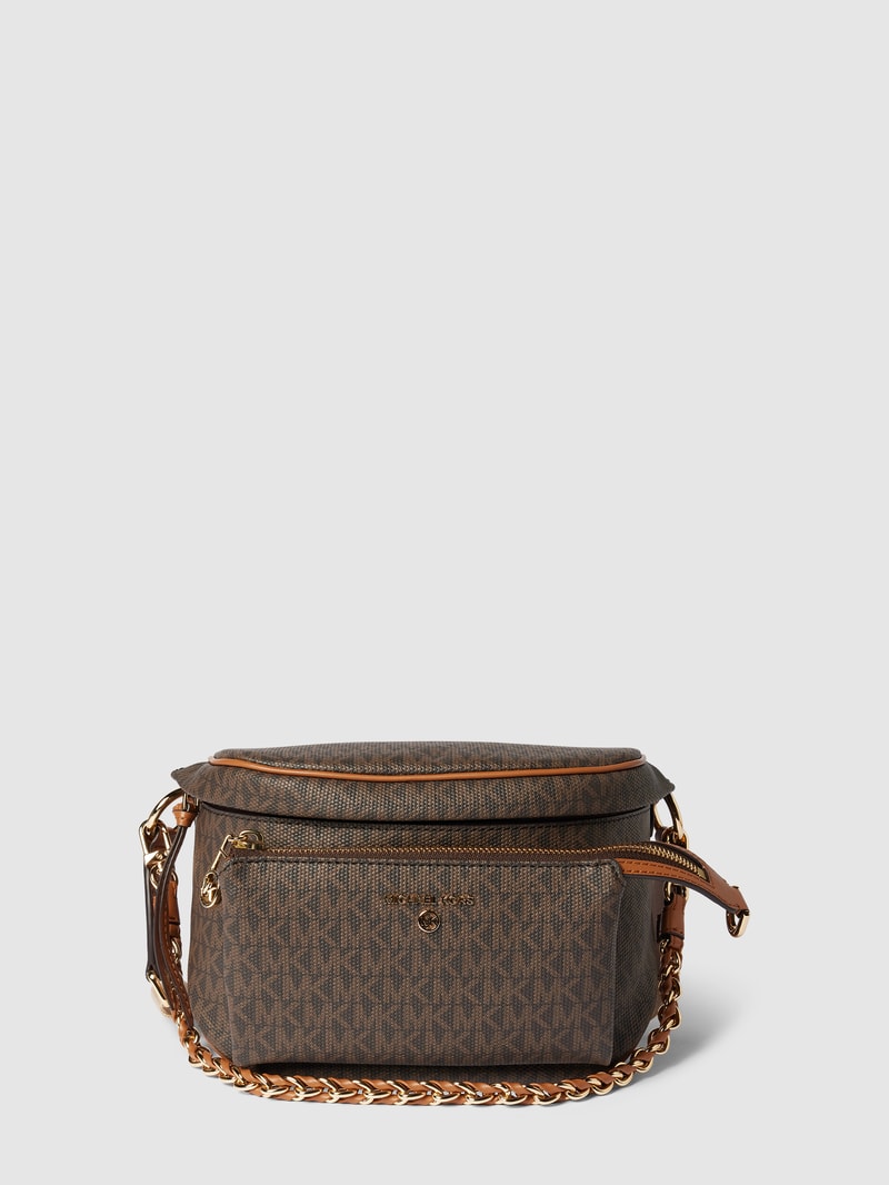 Crossbody Bag mit Label-Applikation Modell 'SLATER' in mittelbraun