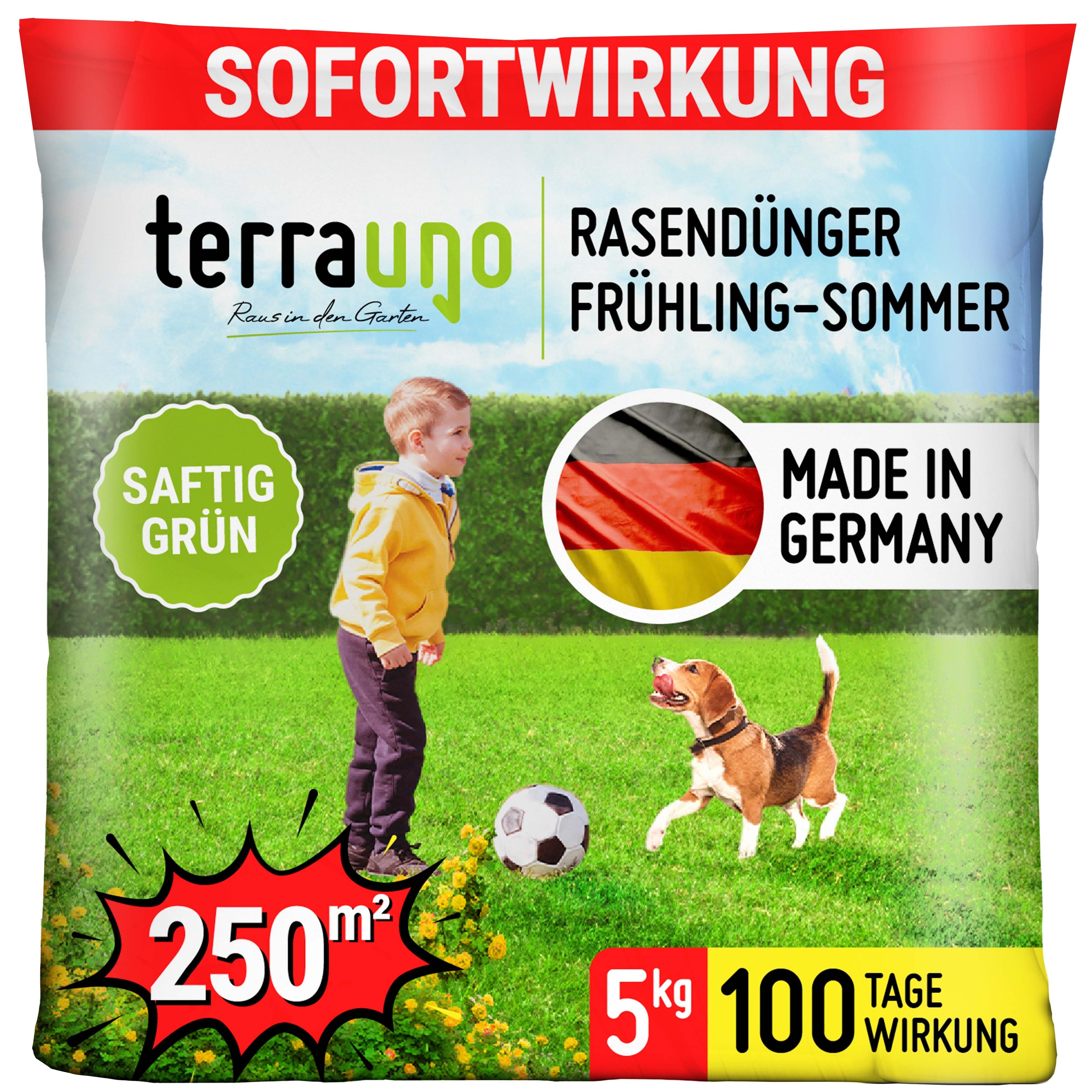 TerraUno Rasendünger Rasendünger Frühjahr-Sommer mit Sofort und Langzeitwirkung