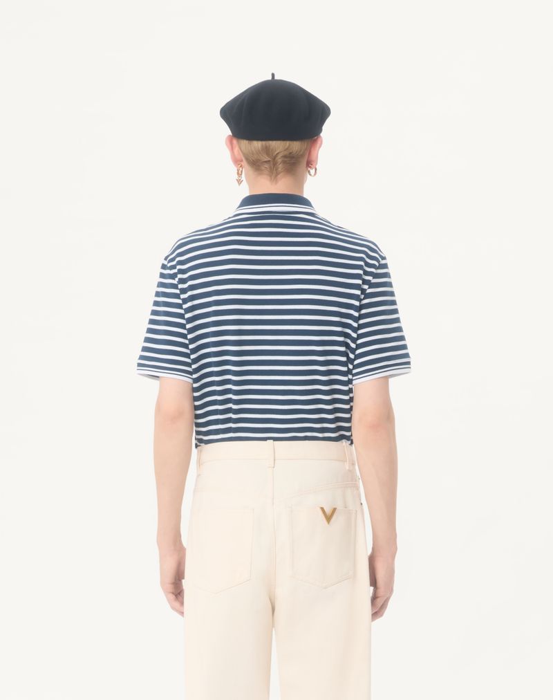 Camisa polo Valentino em algodão piqué com patch VLogo.