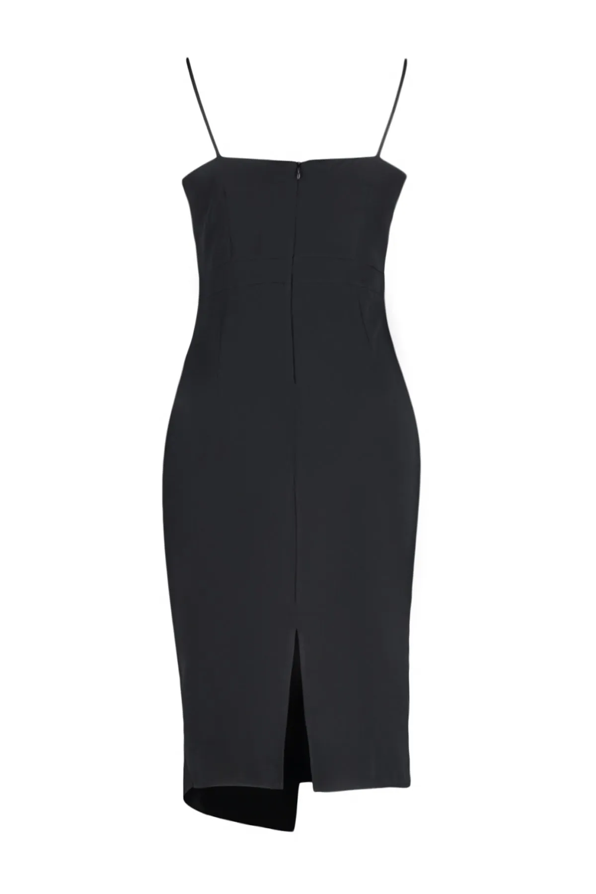 Trendyol Curve  Schwarzes, figurbetontes, asymmetrisch geschnittenes Webkleid TBSSS22AH00039