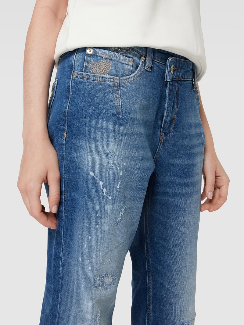 Jeans im Used-Look Modell CRISSCROSS STAR in blau
