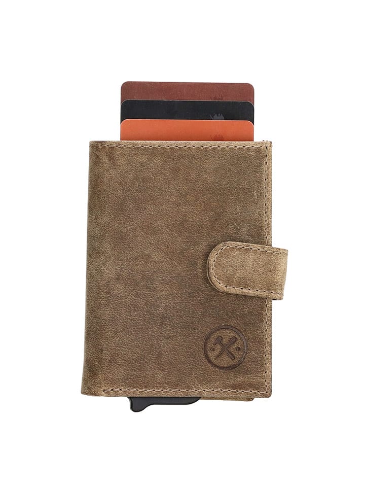 HIDE & STITCHES Leder-Geldbörse in Beige - (B)8 x (H)10 x (T)2 cm günstig kaufen onesize