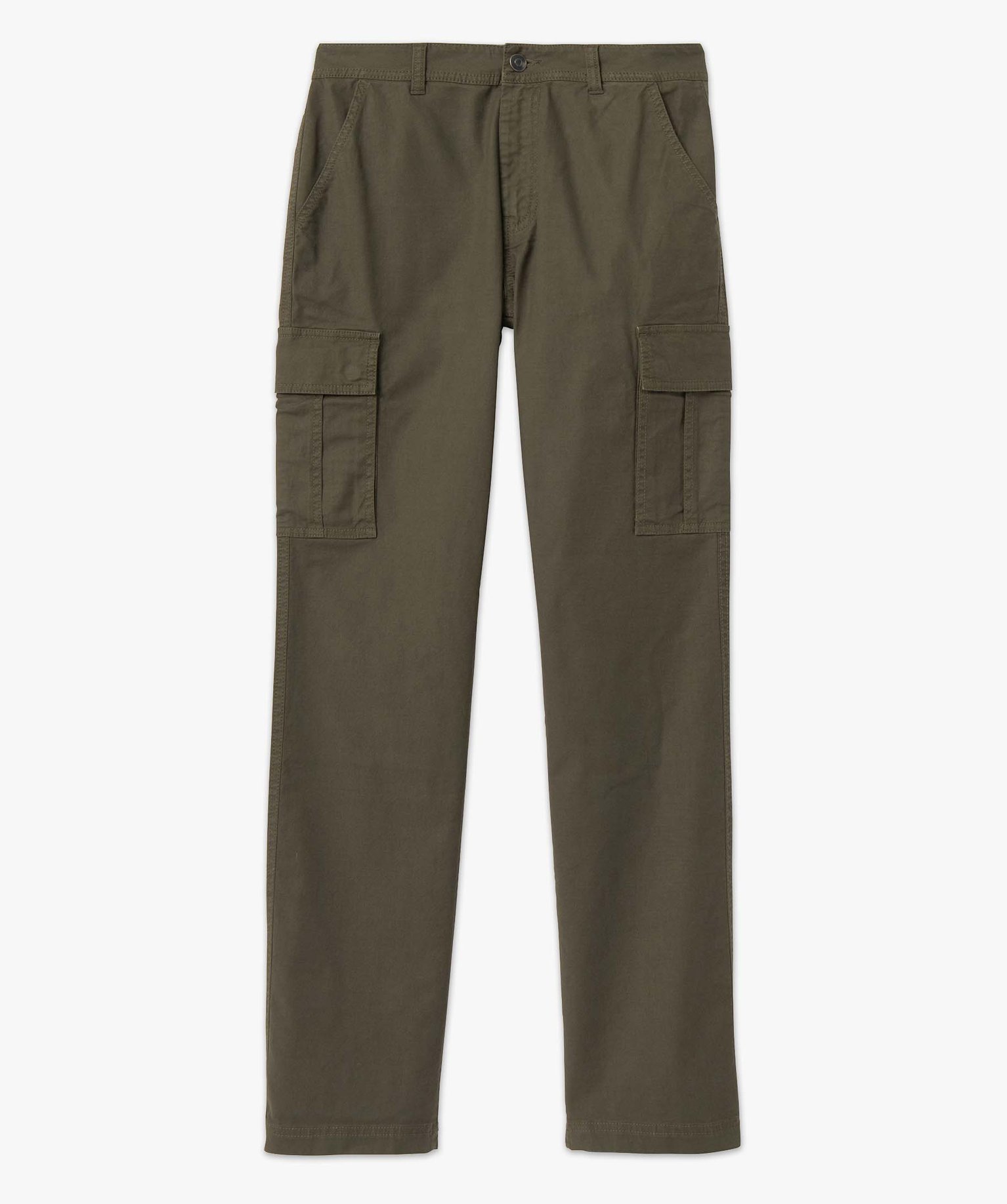 Pantalon homme coupe cargo en coton stretch kaki | GEMO