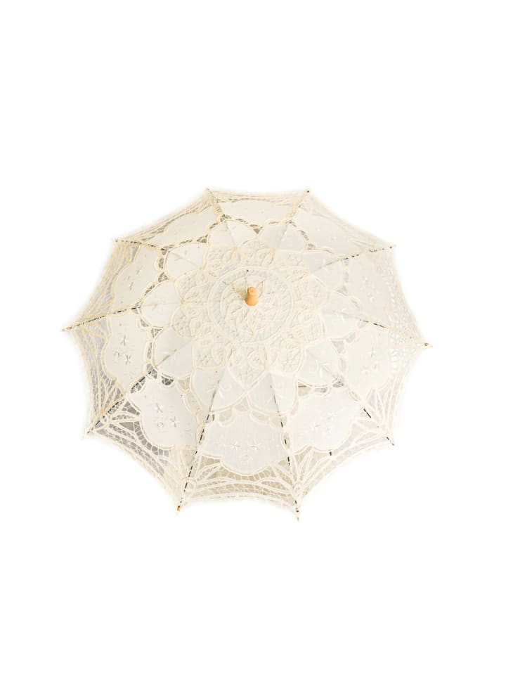 COFI 1453 Handgemachte Brautschirme Spitze Hochzeitfeier robustem Holzgriff in Creme günstig kaufen onesize