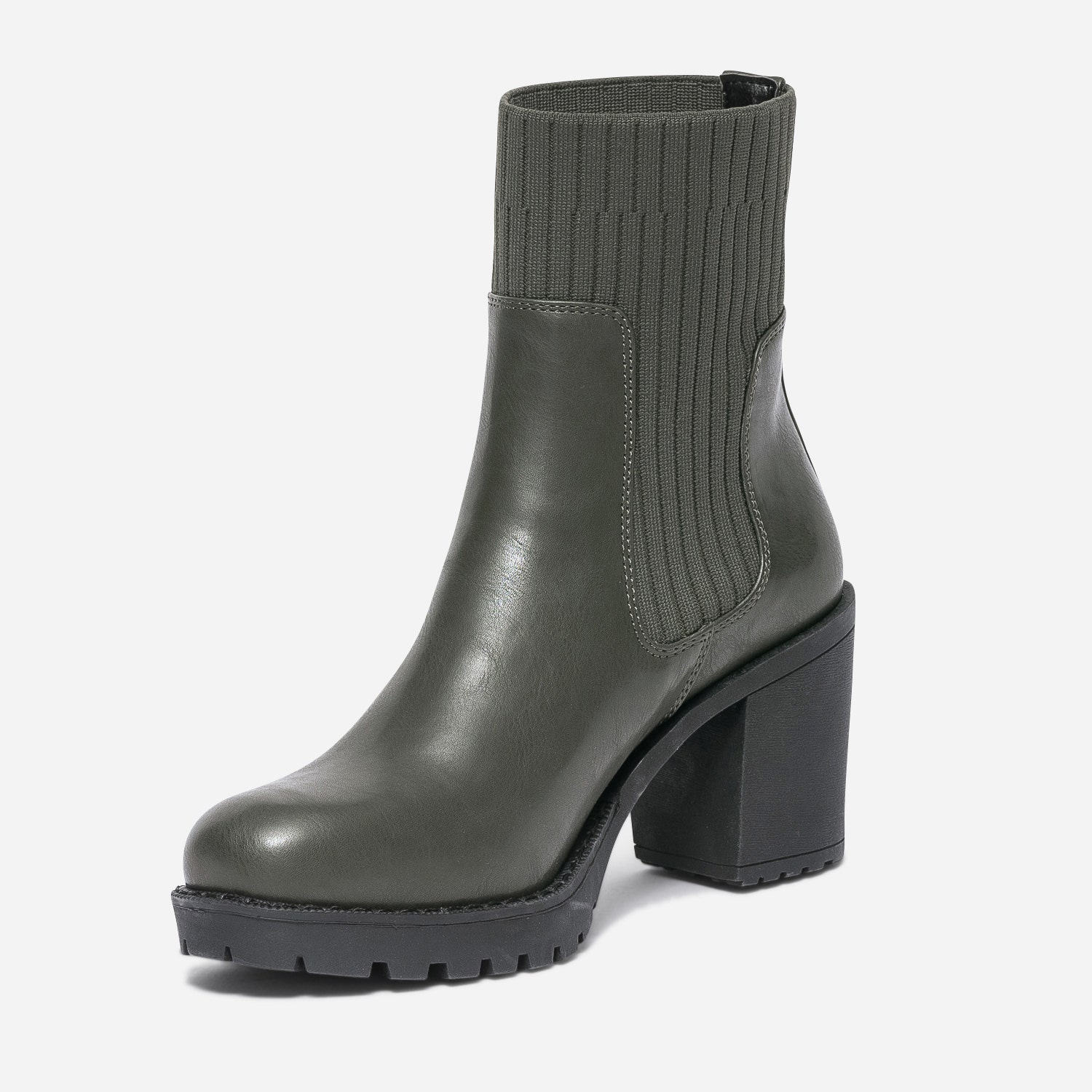Boots TEXTO kaki avec tige textile côtelé