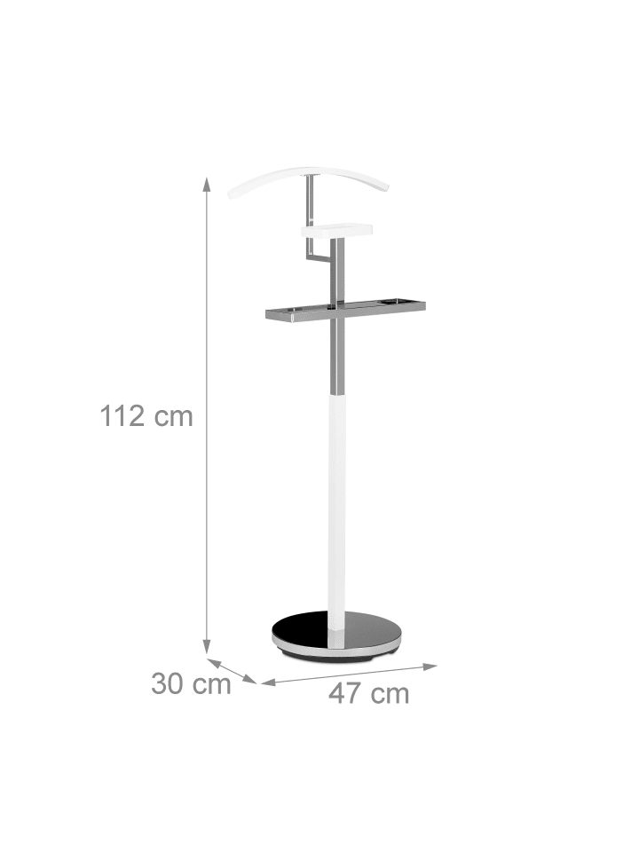 relaxdays Herrendiener in Silber-Weiß - (B)47 x (H)112 x (T)30 cm günstig kaufen onesize