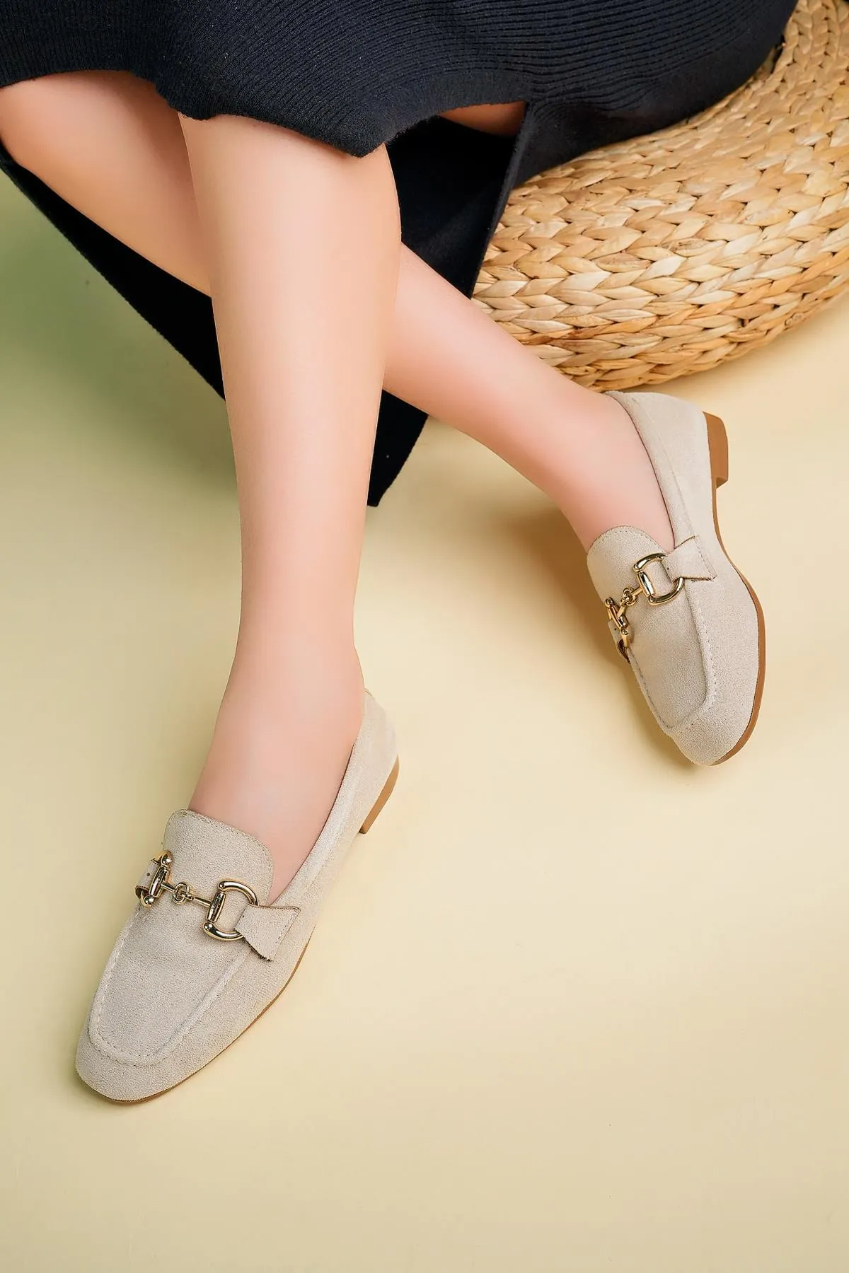 MUGGO  Mona garantierte Damen-Loafer-Freizeitschuhe aus Leder mit Metallschnalle