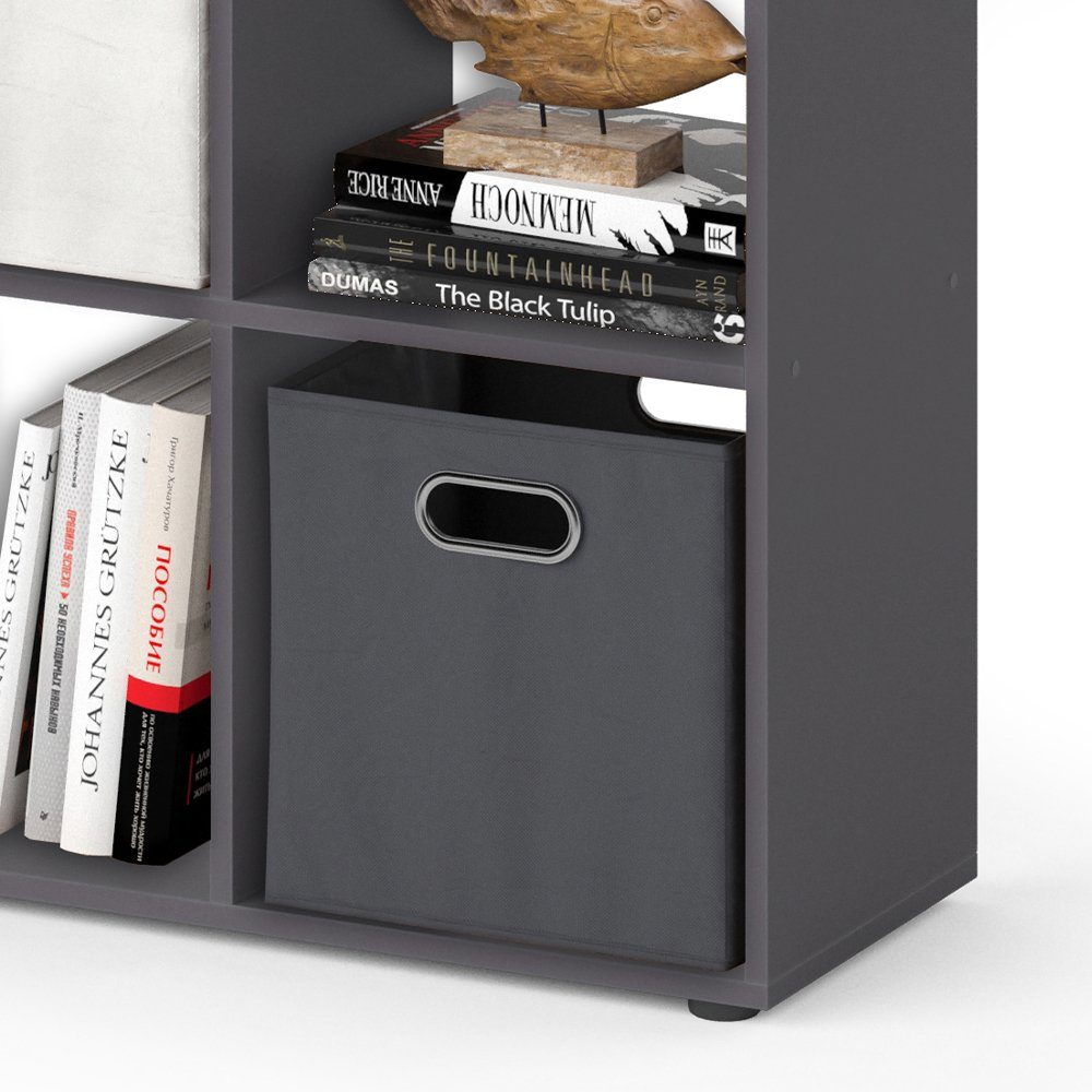 Vicco Raumteiler Standregal Bücherregal TETRA 4 Fächer Grau