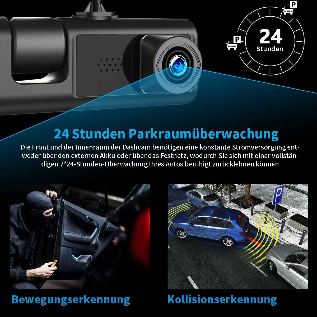 Yoyaxi 1080P Doppelobjektiv-Auto-Dashcam-Recorder, G-Sensor Dashcam (Vorder- und Rückkamera, Video-DVR)