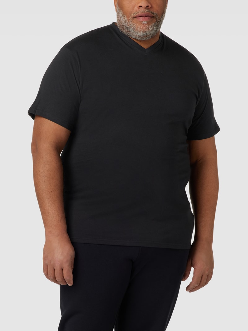 PLUS SIZE T-Shirt mit V-Ausschnitt Modell 'MAVERICK' in schwarz
