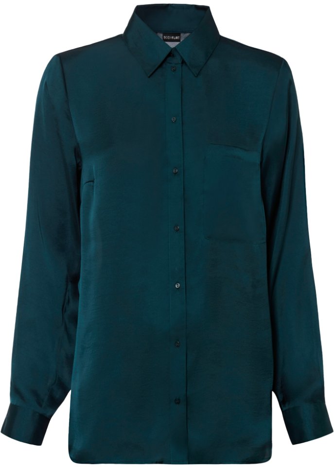 Satin-Longbluse mit recyceltem Polyester