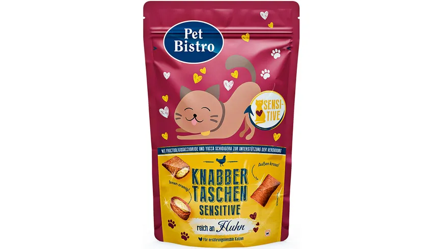 Pet Bistro Katzensnack Knabbertaschen Sensitive reich an Huhn 50 g