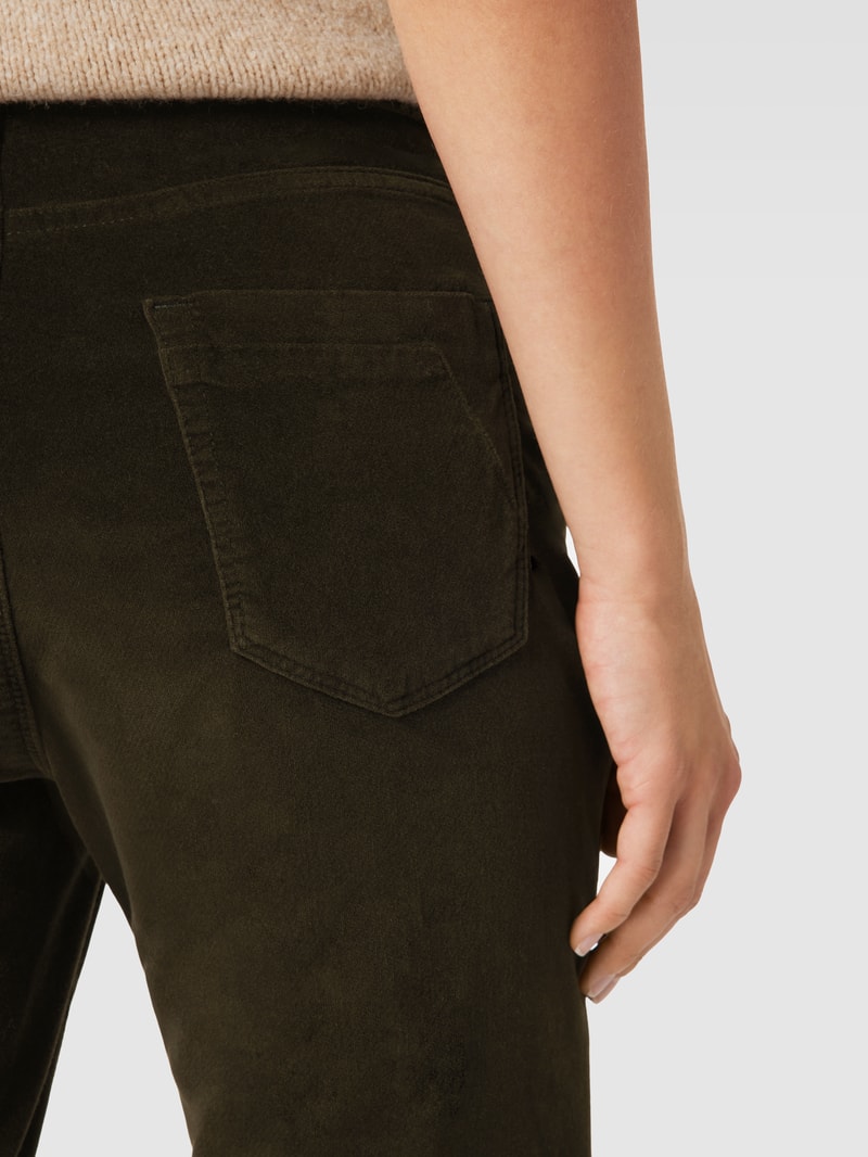 Slim Fit Jeans in Samt-Optik Modell 'Mary' in dunkelgrün