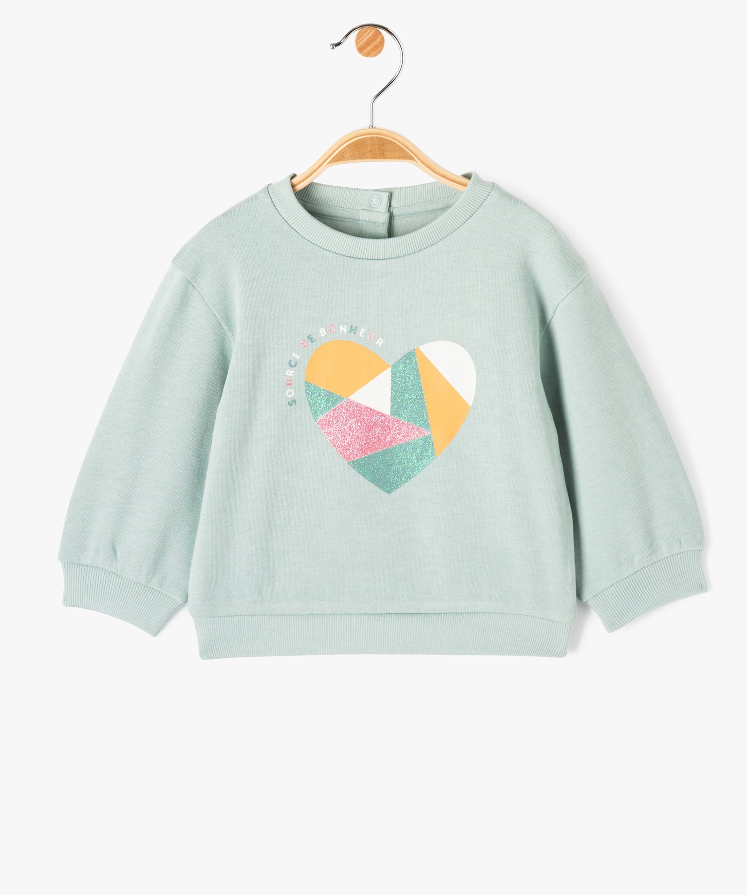 Sweat molletonné avec motifs et message bébé fille bleu | GEMO