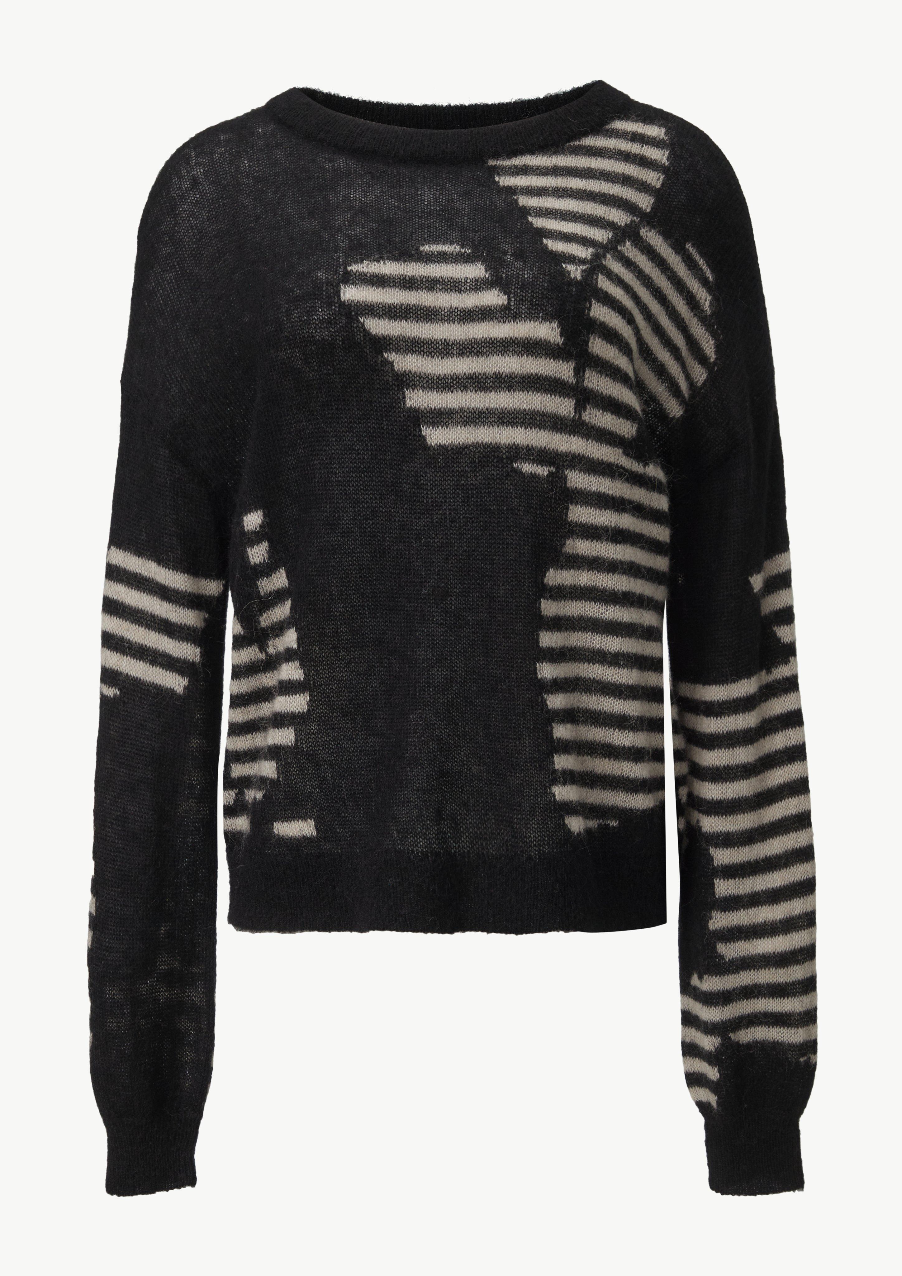 Modischer Strickpullover mit Musterung - schwarz
