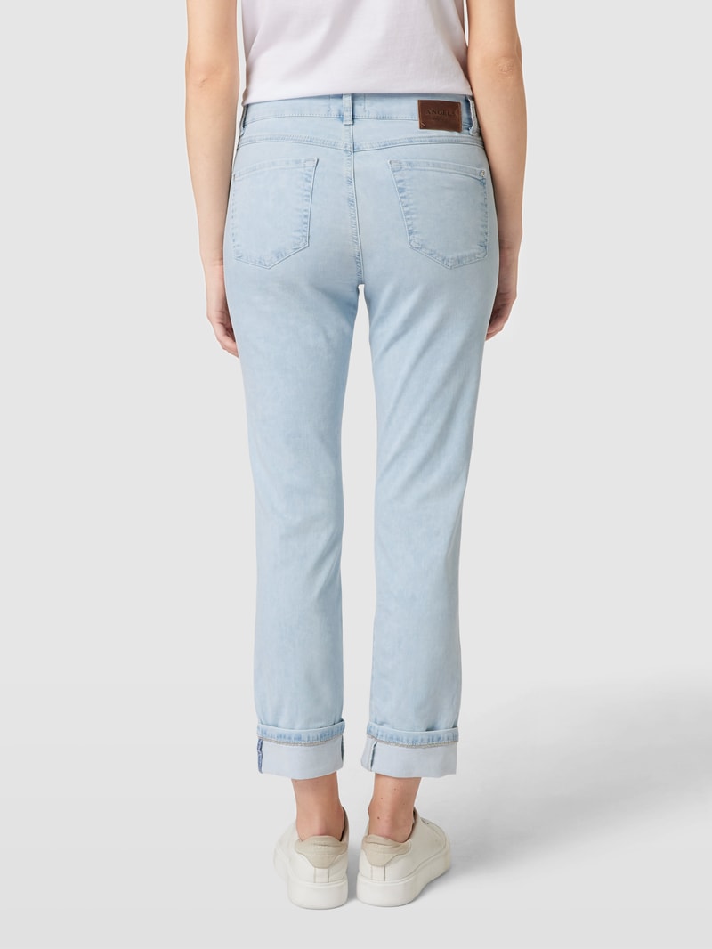 Jeans mit Stretch-Anteil in 7/8-Länge Modell 'CICI CROPPED CHAIN' in hellblau