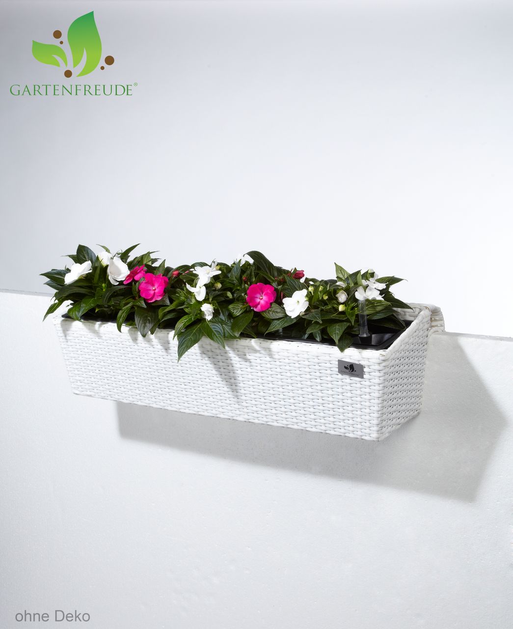 Weles Polyrattan Balkonkasten, 82 x 25 x 22 cm, mit Bewässerungssystem, weiß