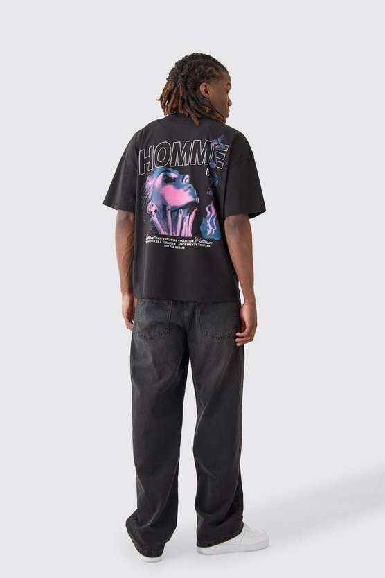 Oversize T-Shirt mit Homme Print