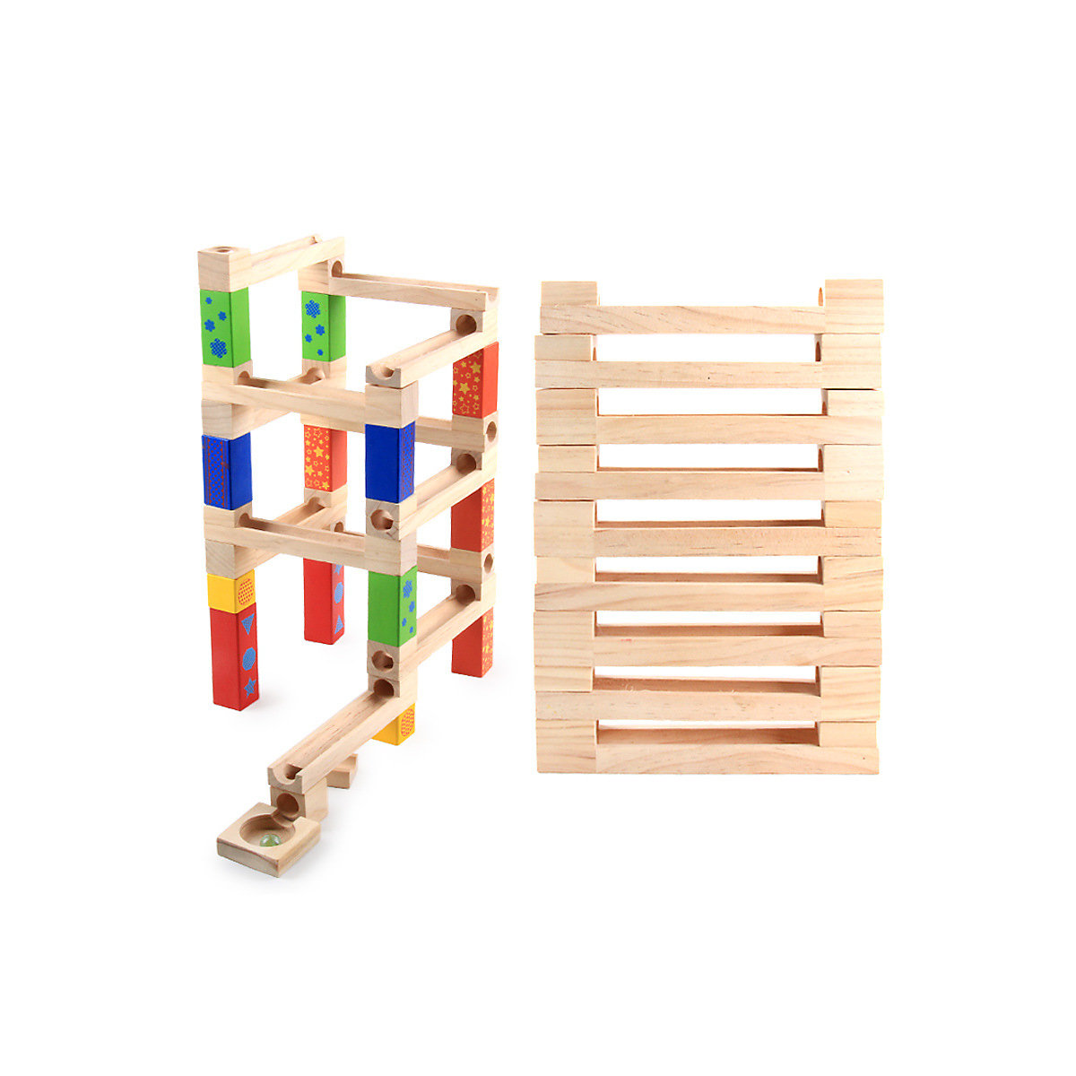 Holz Bausteine Balance Denken Ausbildung Spiele Kugelbahn Block stapeln Flipper Rutsche Spielzeug Kinder