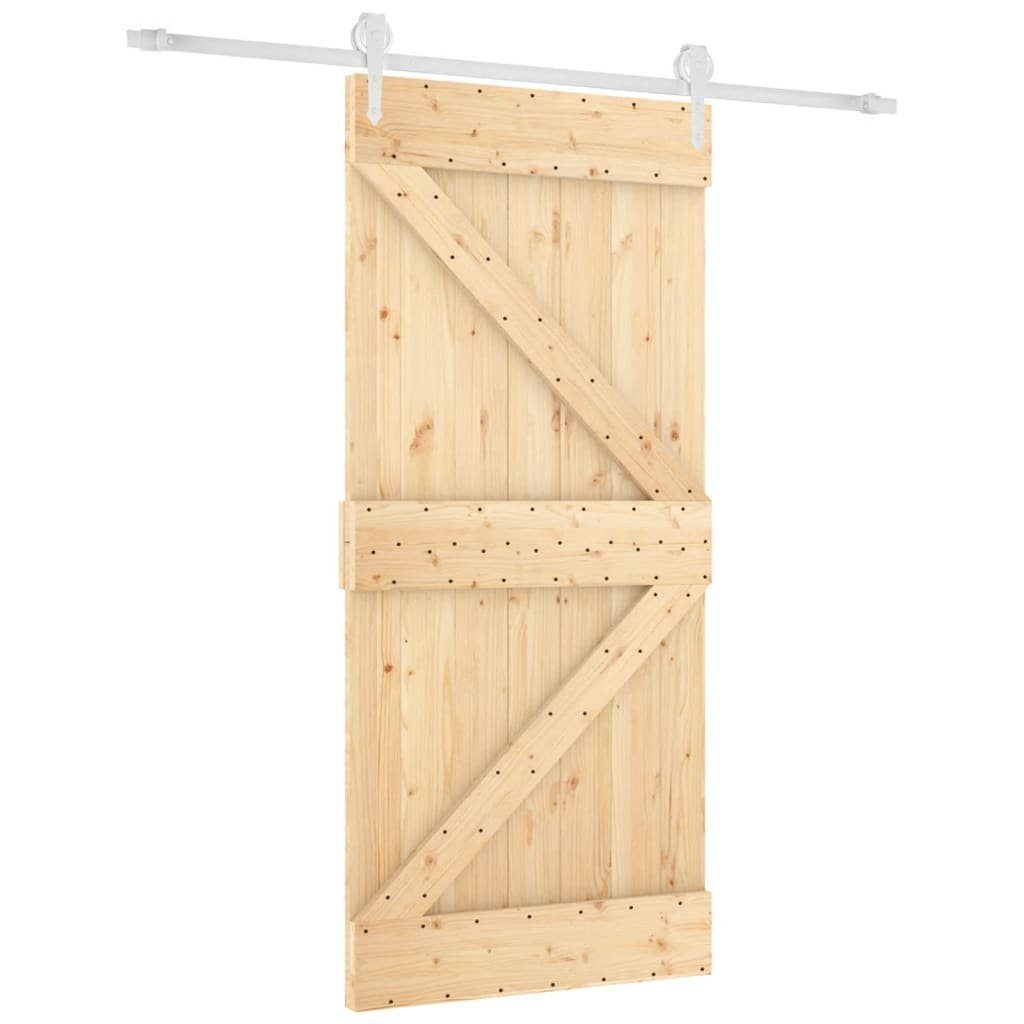 vidaXL Zimmertür Schiebetür mit Beschlag 95x210 cm Massivholz Kiefer Zimmertür Innentür