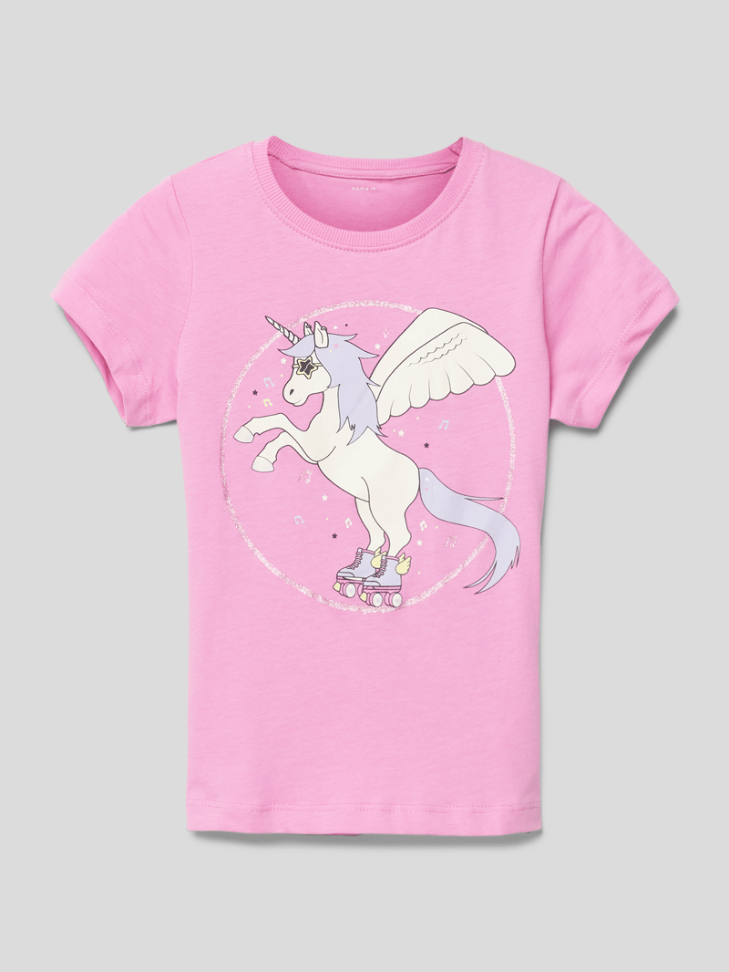 T-Shirt mit Motiv-Print in blau