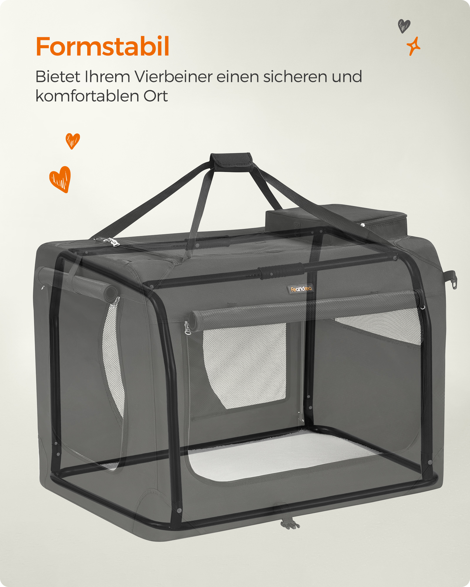 FEANDREA Transportboxen & Gitterboxen FEANDREA S-XXXL Transportbox Oxford-Gewebe schwarz 1,02 m, 69 cm, 69 cm