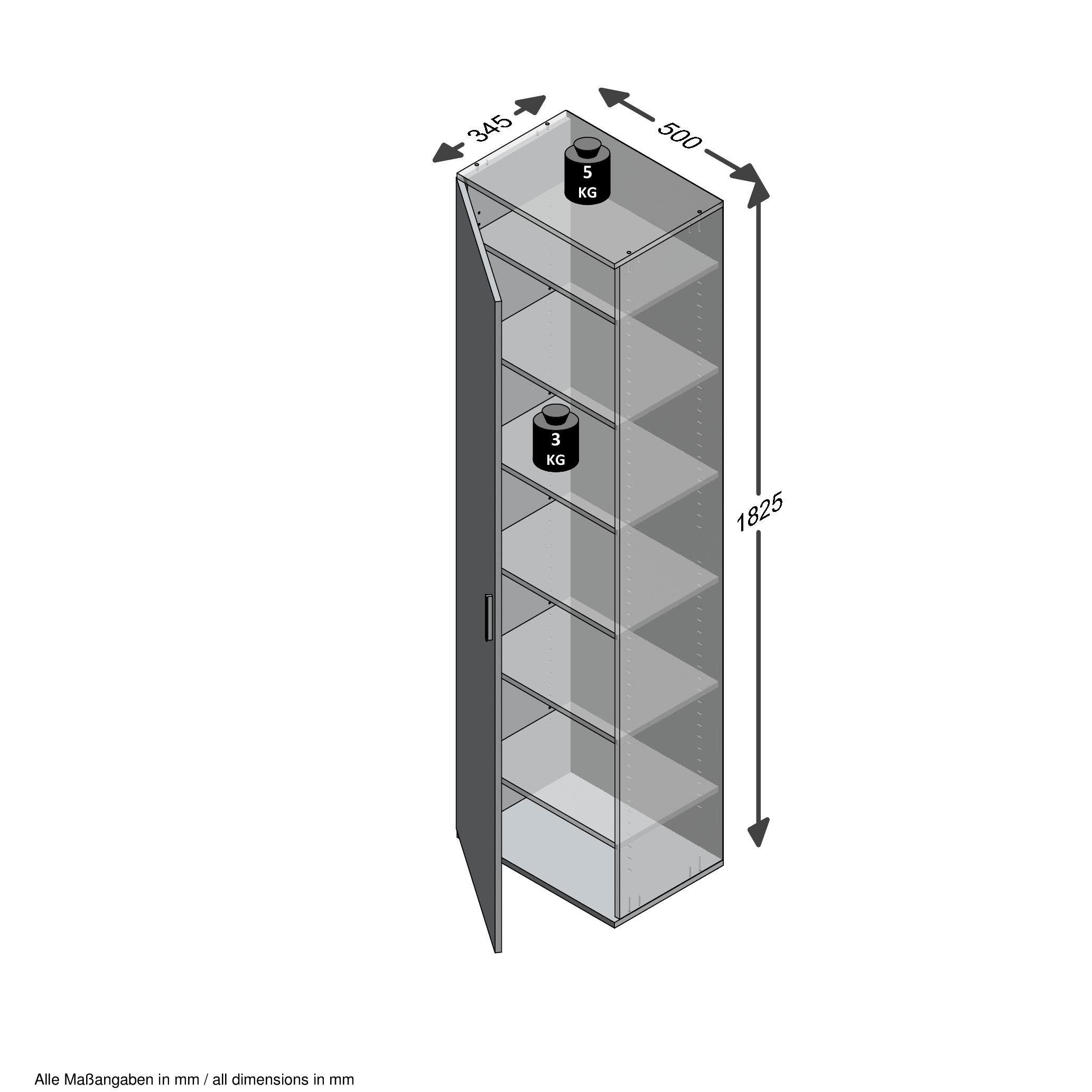 FMD Mehrzweckschrank Inca 1 Garderobenschrank, Breite 50 cm, Höhe 184 cm