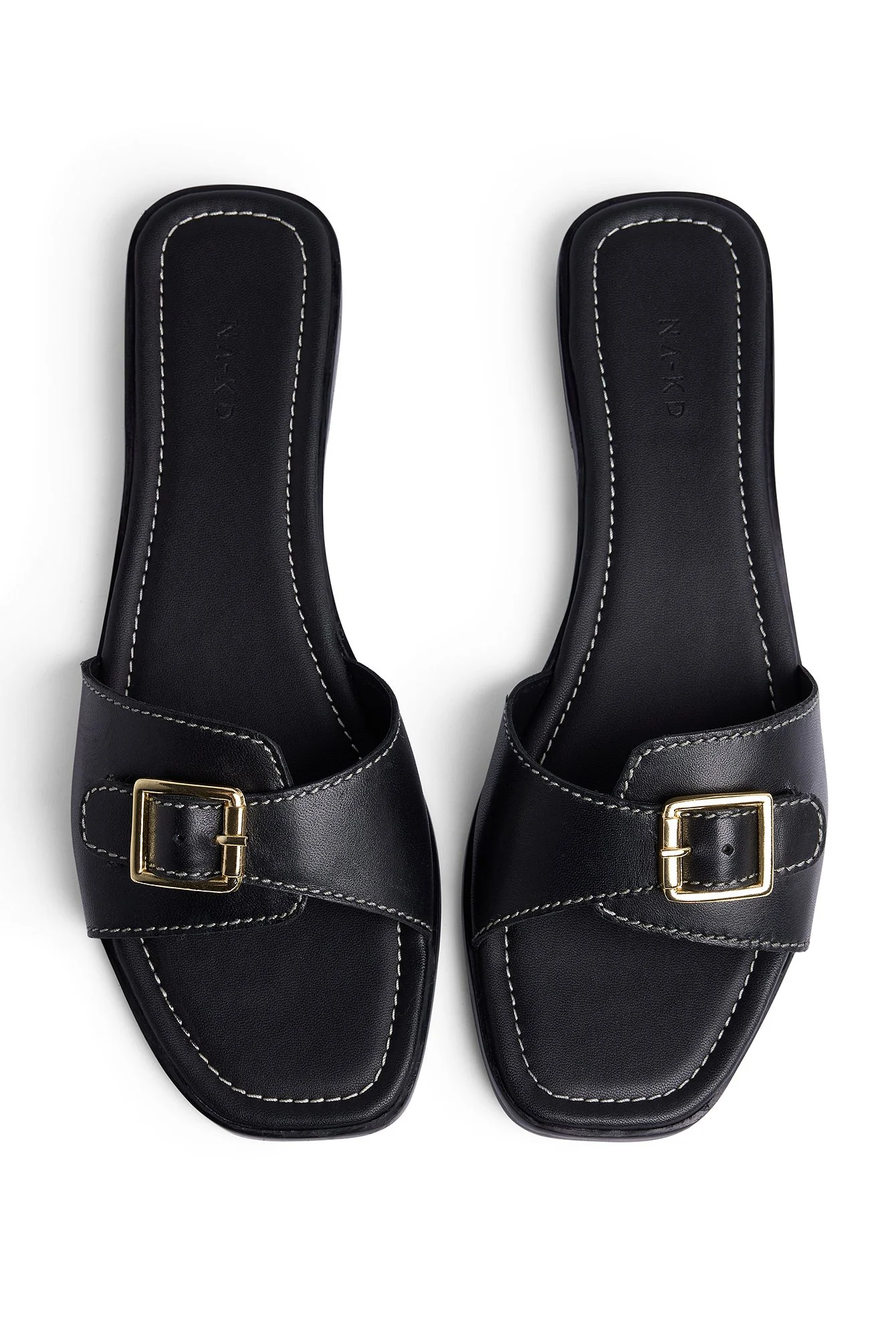 Leather Buckle Slippers