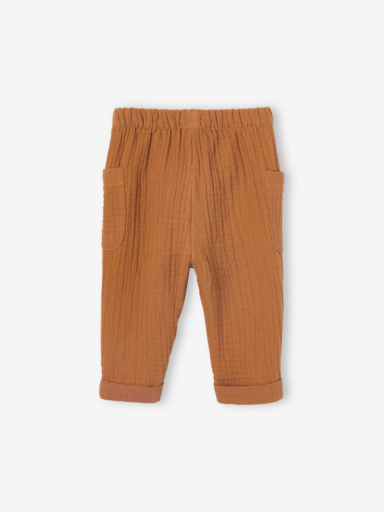 Pantalon bébé en gaze de coton anthracite