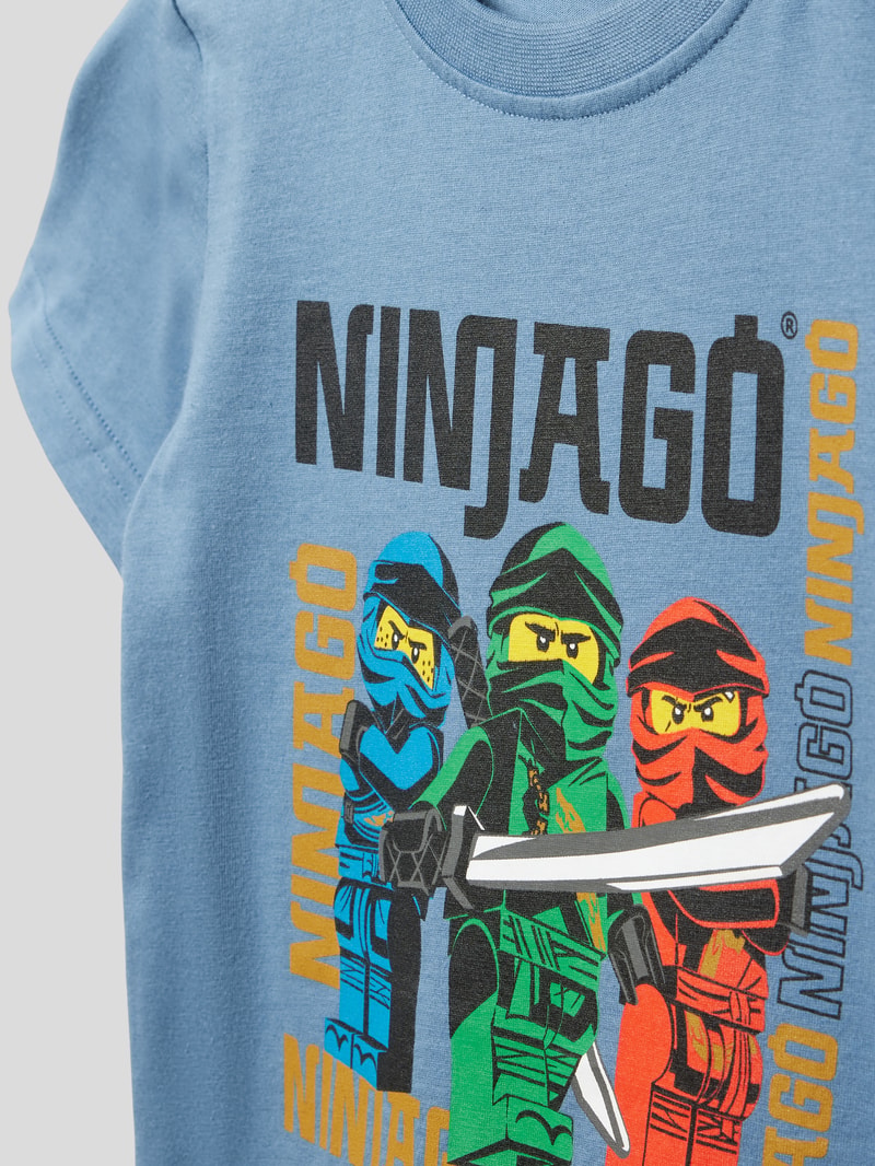 T-Shirt mit Rundhalsausschnitt in rauchblau