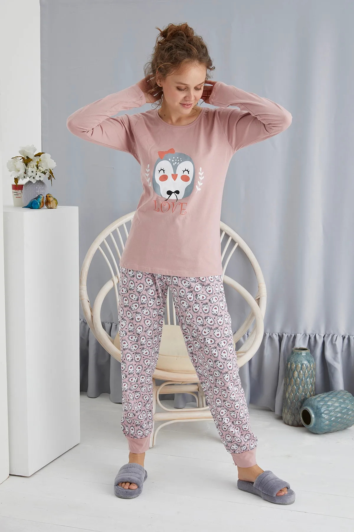 STRAWBERRY  LANGÄRMELIGES PYJAMA-SET AUS BAUMWOLLE