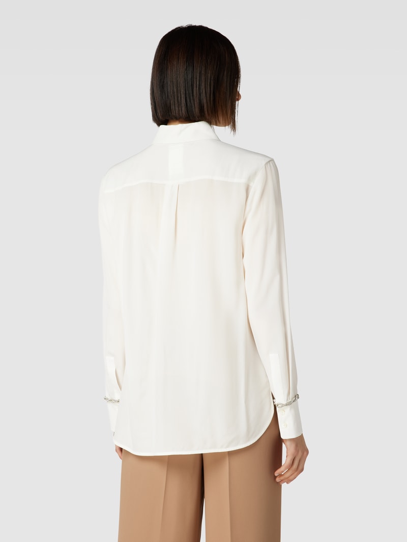 Bluse aus Seide mit verdeckter Knopfleiste Modell 'CELEBRE' in offwhite