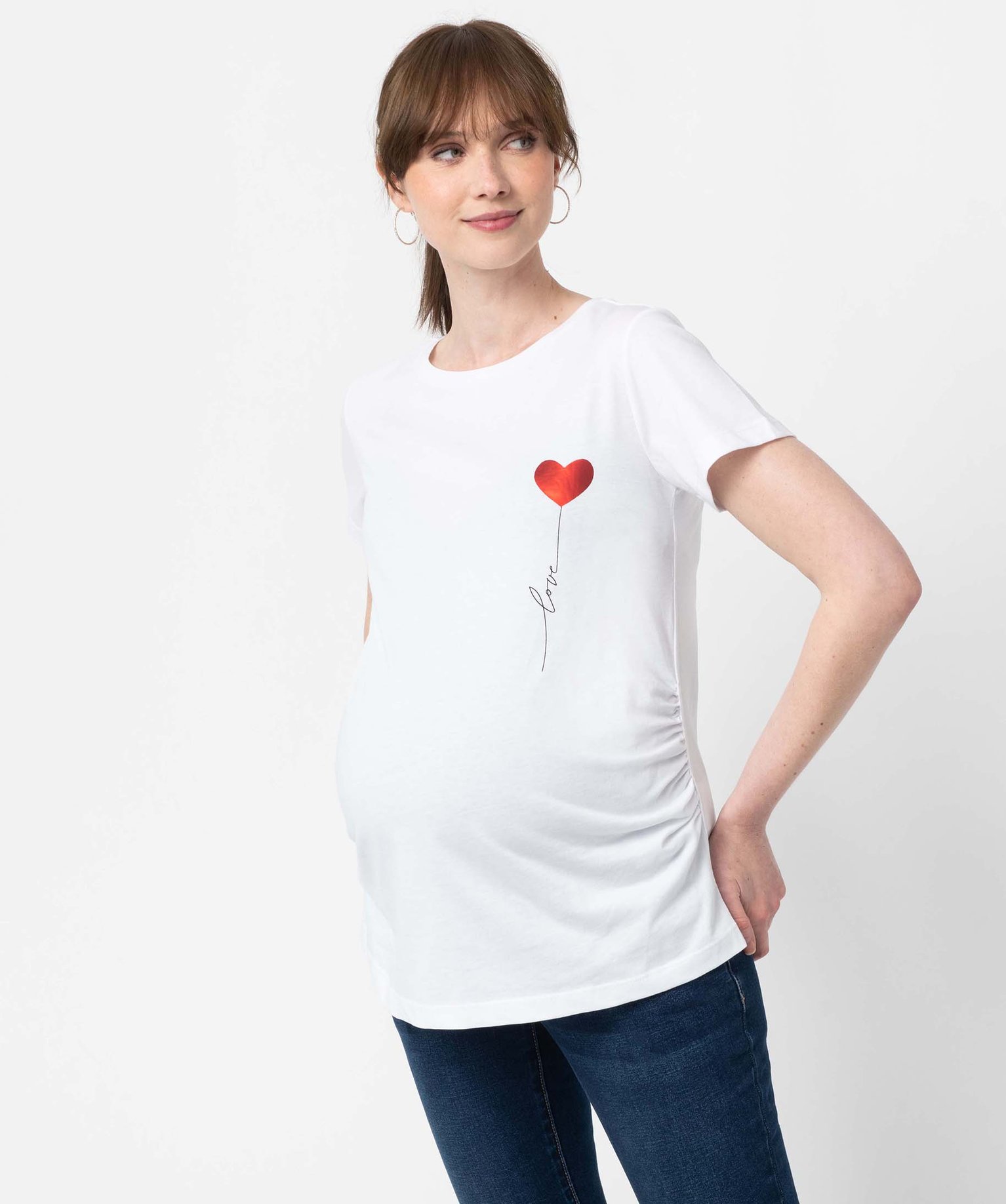 Tee-shirt de grossesse avec motif cur blanc | GEMO