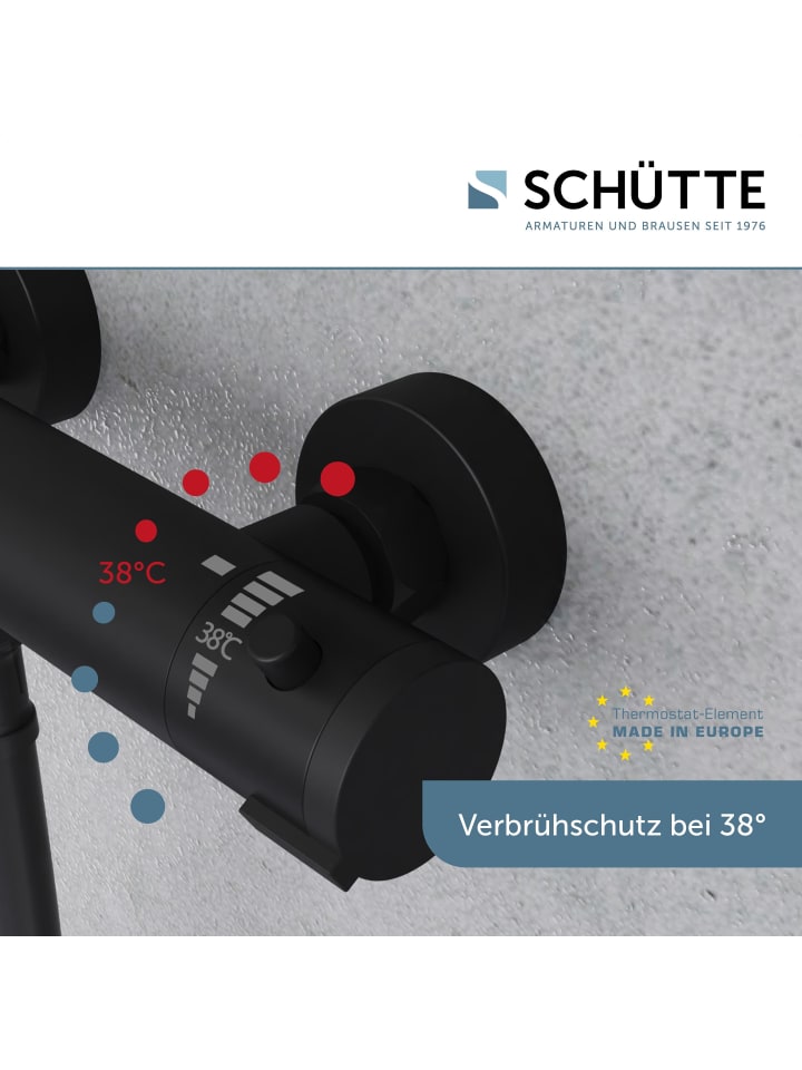Schütte Duscharmatur LONDON in Schwarz matt mit Thermostat - (L) 7 x (B) 27 x (H) 6 cm günstig kaufen onesize