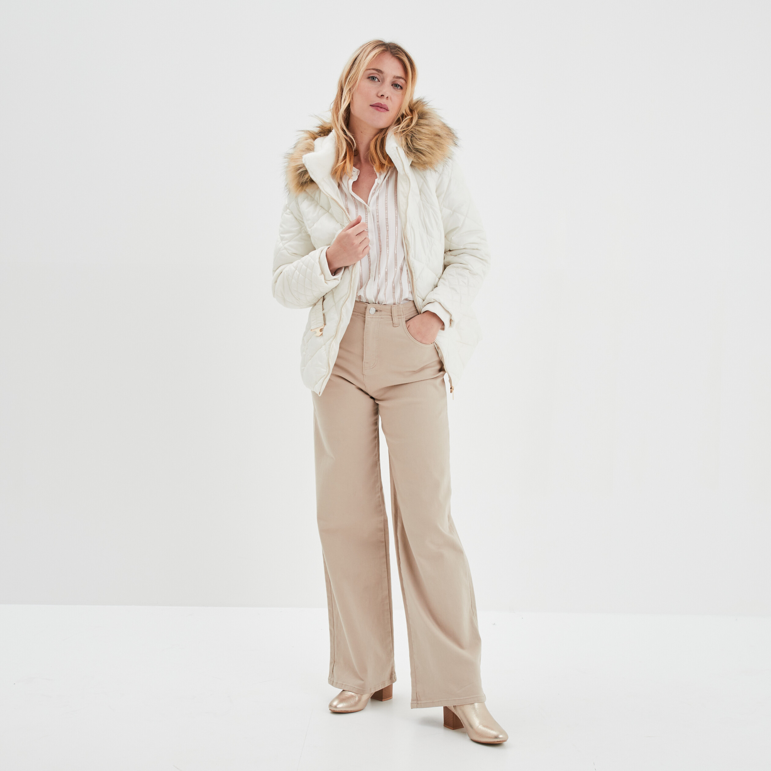 Chemise fils métallisés Creeks ecru femme | La Halle